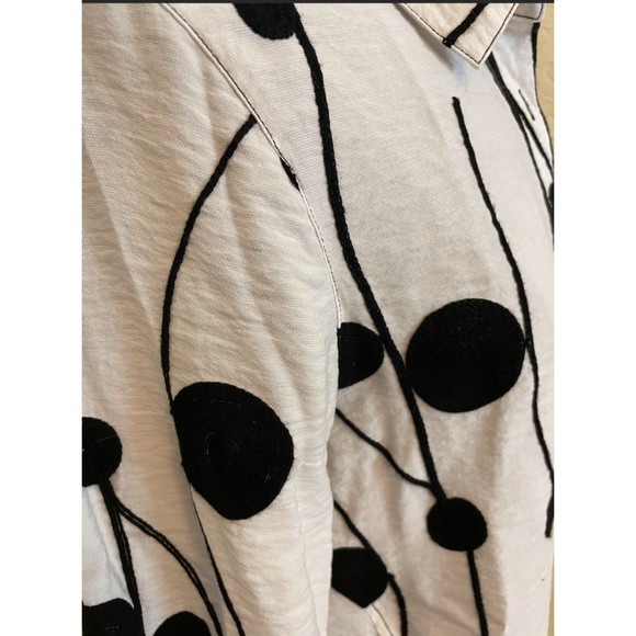 Multiples Black and White Print 3/4 sleeve Hi Lo Button Up Top-Sz S - Picture 3 of 6